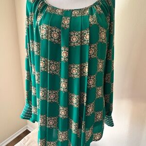 Alfani Teal Geometric Women's Blouse